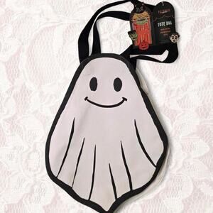 Halloween Ghost Shaped Cotton Tote Bag NWT Spooky Cute